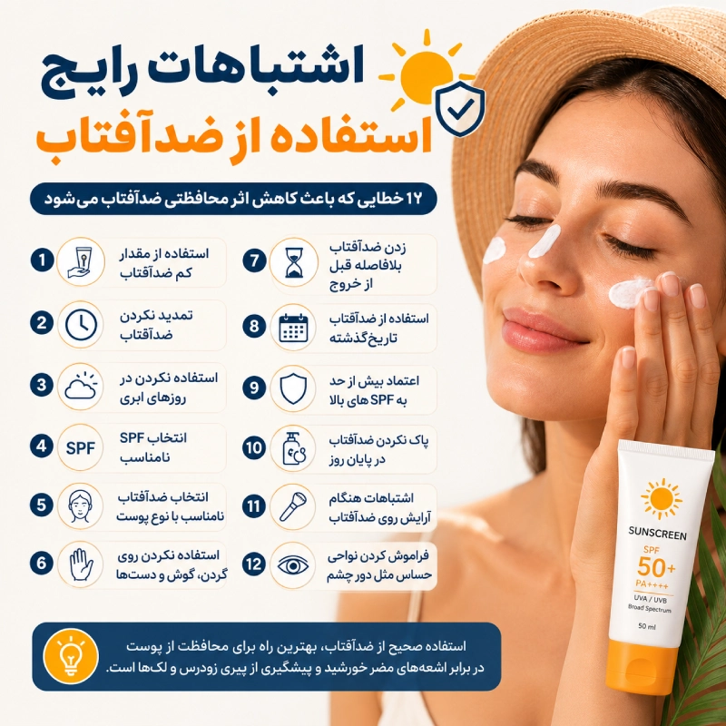 ۱۲ اشتباه رایج استفاده از ضدآفتاب